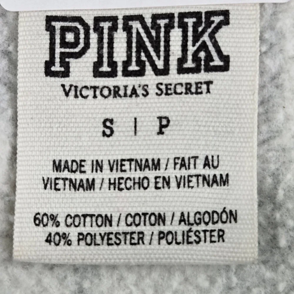 Victoria's Secret PINK‎ Women Hoodie S Black Graphic Print Logo Zipper